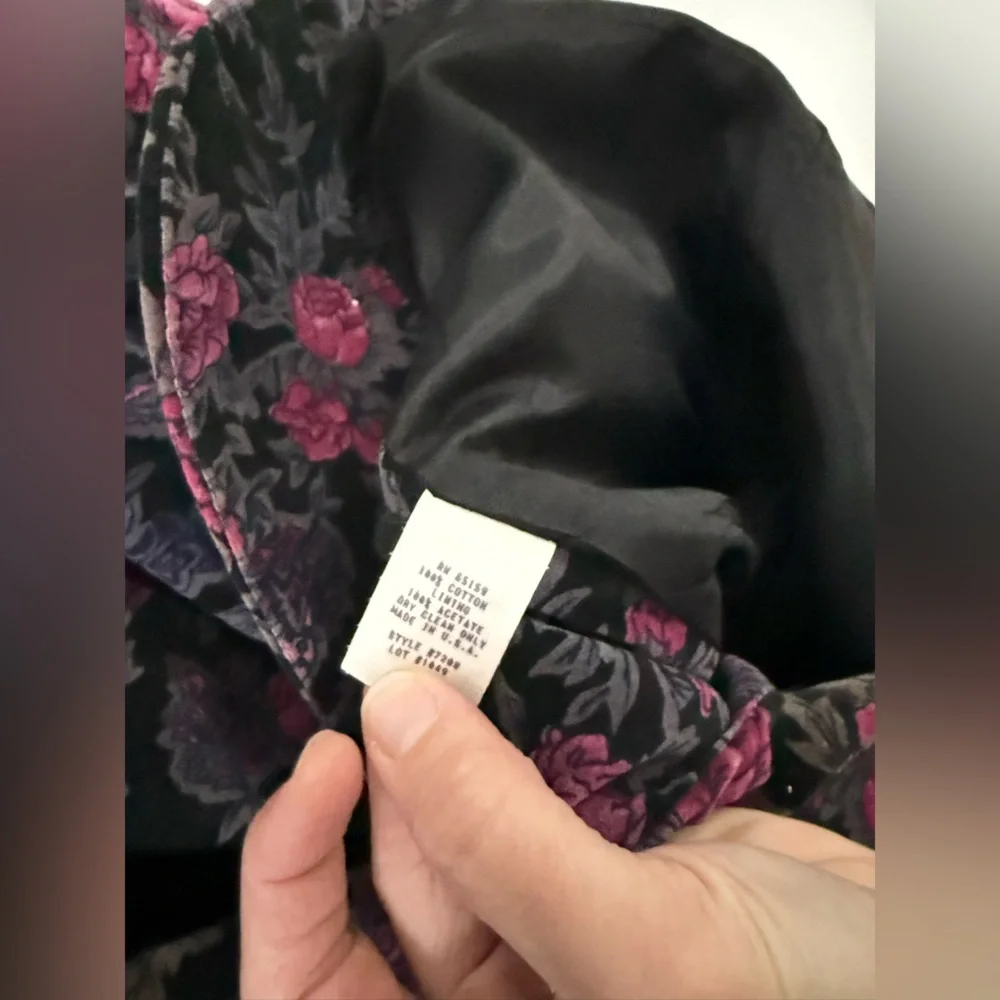VTG Mark Alan Blazer Jacket Black Gray Pink Floral Size 8 M Lined Pockets Cotton - Picture 5 of 8